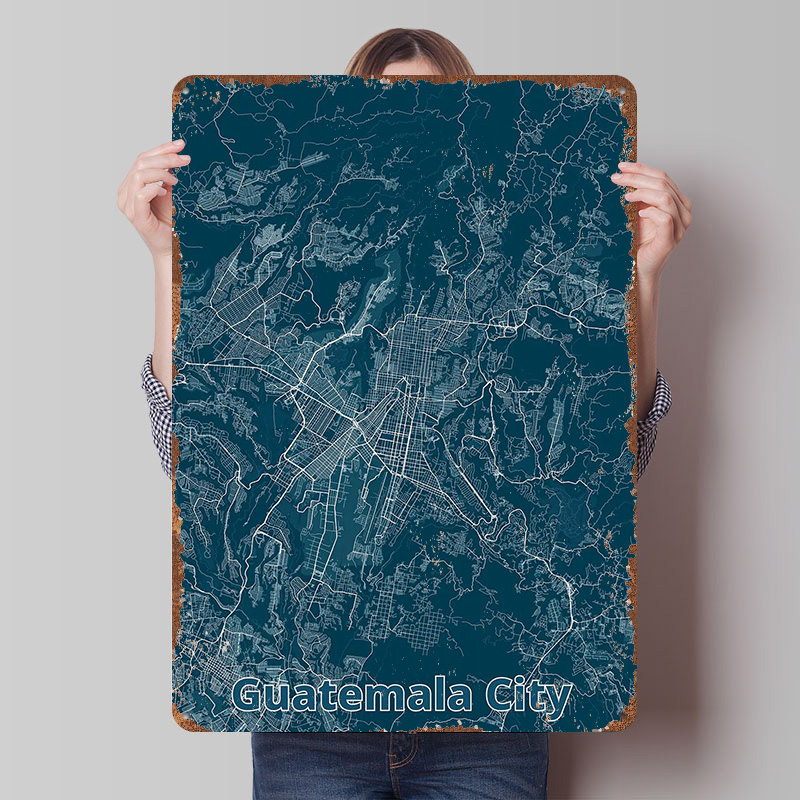 Custom Map Poster - لوحة معدنية مخصصة لخريطة مدينة غواتيمالا،