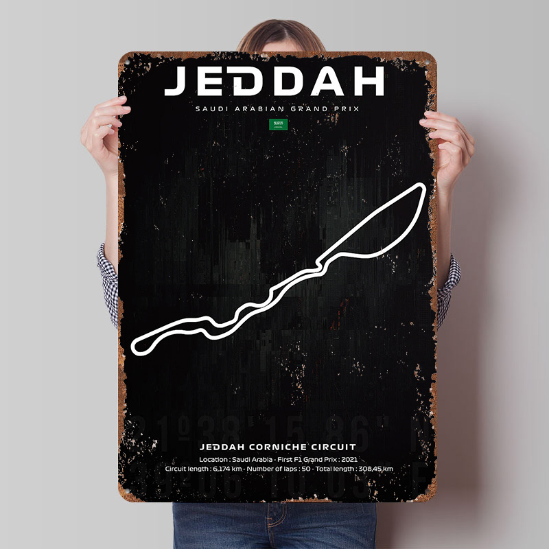 Custom Map Poster - ملصق خريطة سباق جدة، لوحة جدارية