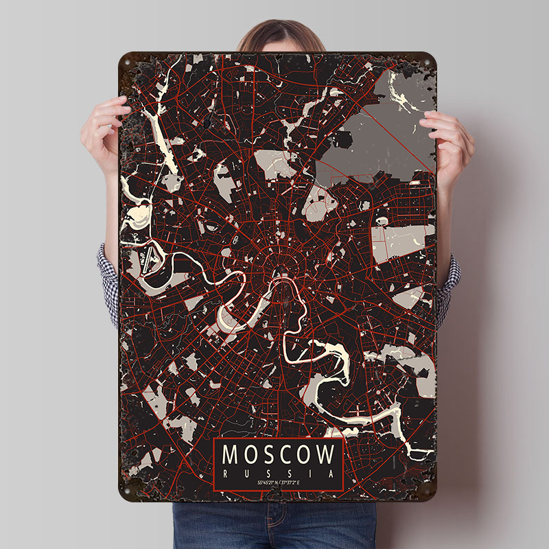 موسكو خريطة المدينة ناقلات ملص - مراجعة Custom Map Poster وسعره
